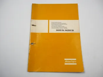Atlas Copco XAS55Dd XAS65Dd Fahrbarer Kompressor Ersatzteilliste Parts List 1990