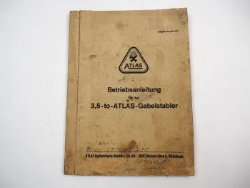 Atlas Gabelstapler 3,5 t mit Motor Deutz Ford Betriebsanleitung 1971