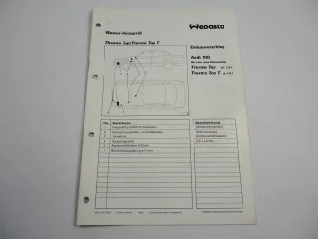 Audi 100 C4 Baujahr 1991 Einbauanleitung Webasto Thermo Top T BW50 Heizung 1996