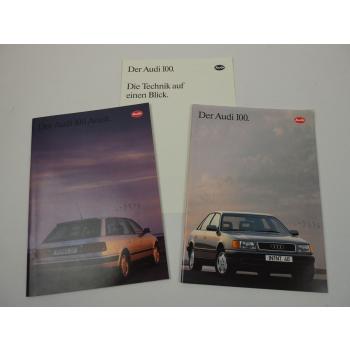 Audi 100 und 100 Avant C4 3x Prospekt 1992