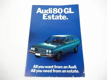 Audi 80 GL Estate Prospekt Brochure 1970er Jahre