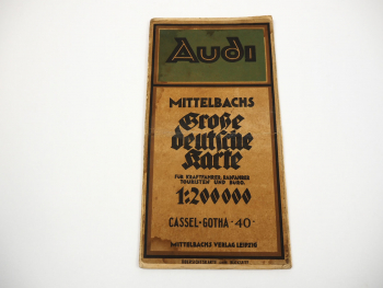 Audi Autokarte Kassel Gotha für Kraftfahrer Mittelbach 1930er Jahre