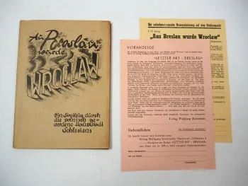 Aus Breslau wurde Wroclaw F. O. Jerrig Schlesien Buch + Voranzeige 1949