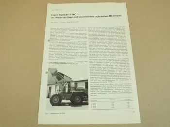 Ausschnitt aus bau + bauindustrie von 8/1970 Frisch F900 Radlader