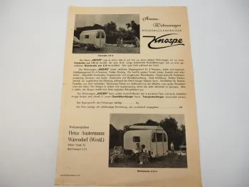 Auwa Knospe Wohnwagen Camping Prospekt 1955 Austermann Warendorf Westfalen