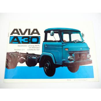 AVIA A30 Fahrgestell 80 PS 3.3 to LKW Prospekt 12 Seiten Saviem ca 1970