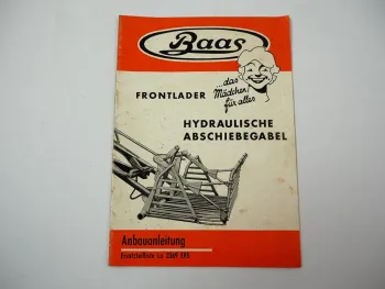 Baas Hydraulische Abschiebegabel Anbauanleitung Ersatzteilliste 1963