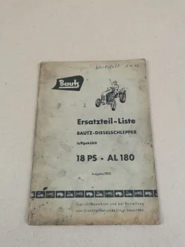 Bautz AL180 Dieselschlepper 18PS Ersatzteilliste 1958 Ersatzteilkatalog