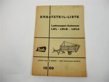 Bautz LWL LWLB LWLS Ladewagen Autonom Ersatzteilliste Ersatzteilkatalog 1969