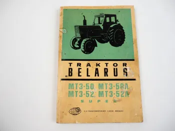 Belarus MTS 50 50L 52 52L Super Traktor Bedienungsanleitung Wartung 1970er Jahre