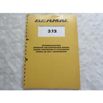 Benmac 3.12 Hydraulikbagger Bedienungsanleitung Betrieb Wartung Schaltpläne 1992