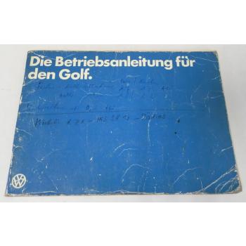 Betriebsanleitung VW Golf 1 mit Einspritzmotor Bedienungsanleitung 1979