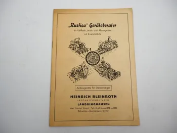 Bleinroth Rustica Anbaugerät Typ L Vielfachgerät Betriebsanleitung ETL 1960er J.