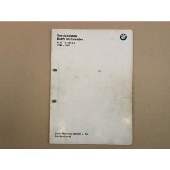 BMW R24 - K100LT Servicedaten 1948 - 1991 alle Motorräder