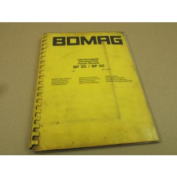 Bomag BP30 BP50 Vibrationsplatte Betriebsanleitung Wartung Ersatzteilliste 1984