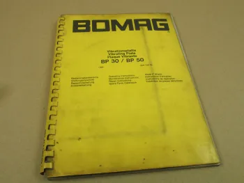 Bomag BP30 BP50 Vibrationsplatte Betriebsanleitung Wartung Ersatzteilliste 1984