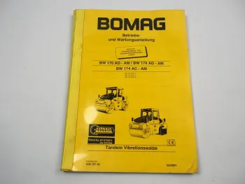 Bomag BW 170 174 AD-AM AC-AM Tandem Vibrationswalze Betriebsanleitung Wartung