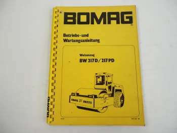 Bomag BW217 D PD Walzenzug Betriebsanleitung Bedienung Wartung 1987