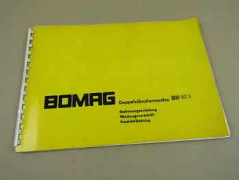 Bomag BW80S Walze Bedienung Wartung Ersatzteilliste 1980 + Hatz Motor 1969/70