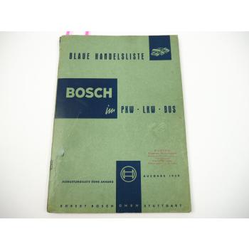 Bosch Blaue Handelsliste für PKW LKW Bus Ausrüstung 1959