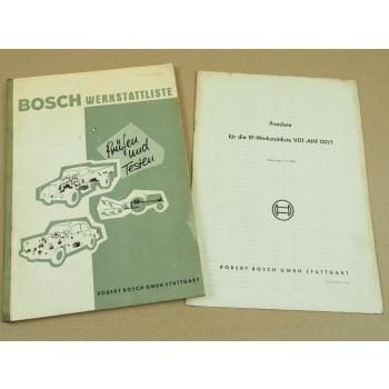Bosch Werkstattliste Prüfen und Testen 1962 mit Preisliste 1963