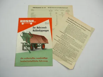Bosse Muldenkippwagen 2-5to Prospekt Preisliste Praxisurteile 1953 Lübbecke i.W.