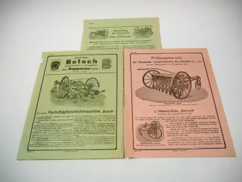 Botsch Kartoffel Pflanzlochmaschine Drill Hack-Kultur Prospekt Prüfbericht 1923