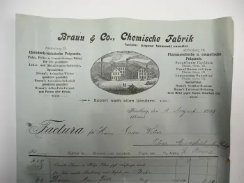 Braun & Co. Chemische Fabrik Friedberg Hessen Rechnung 11.Aug. 1899