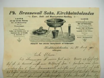 Braunewell Kirchheimbolanden Rheinland Pfalz Eisenwarenhandlung Brief 1901