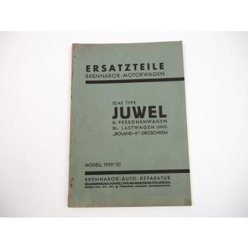 Brennabor Juwel 6 10/45 PS B BL Roland Ersatzteilliste Ersatzteilkatalog 1929/30