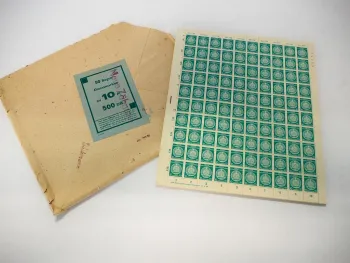 Briefmarken 50x Bogen Dienstmarken zu 10 Pf. 500 DM neue Zähnung DDR