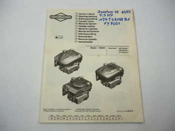 Briggs & Stratton 120000 Quantum 625 650 675 Motor Betriebsanleitung Operating