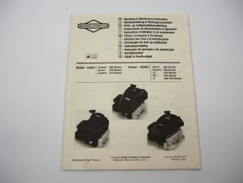 Briggs & Stratton 90000 450 475 Series 100000 500 Series Motor Betriebsanleitung