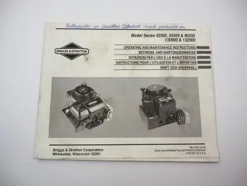 Briggs & Stratton 92500 93900 96500 130900 132900 Motor Betriebsanleitung 1991