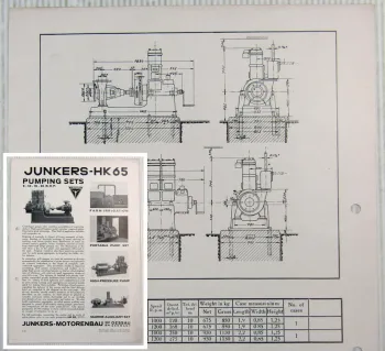 Brochure Junkers 1HK-65 2HK-65 Pumping Sets 8-10 16-20 B.H.P. Datasheet 30s