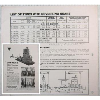 Brochure Junkers 1SHK 2SHK Marine Diesel Engines opposed pistons Datasheet 1930