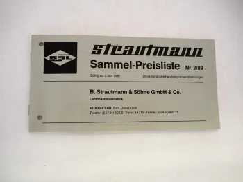 BSL Strautmann Preisliste 1989 Streublitz Kippanhänger Ladeblitz Hydrofox