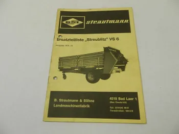 BSL Strautmann Streublitz VS6 Stalldungstreuer Ersatzteilliste 1979