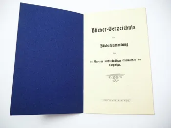 Bücher Verzeichnis der Büchersammlung Verein selbständig. Uhrmacher Leipzig 1901