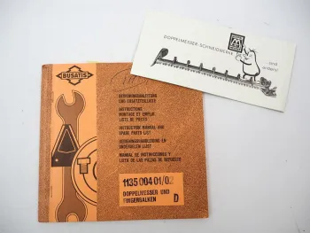 Busatis 1126 Mähwerk für IHC 323 - 844 Betriebsanleitung Ersatzteilliste 1976