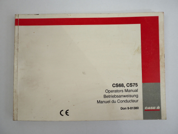 Case CS68 CS68a CS75a Turbo Traktor Betriebsanleitung Bedienungsanleitung 1997