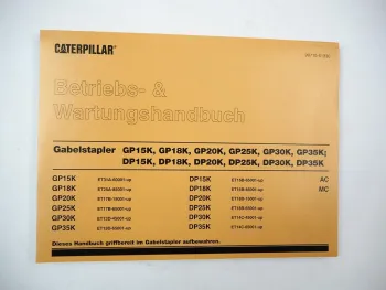 Caterpillar GP DP 15 18 20 25 30 35 K Gabelstapler Betriebsanleitung 1999