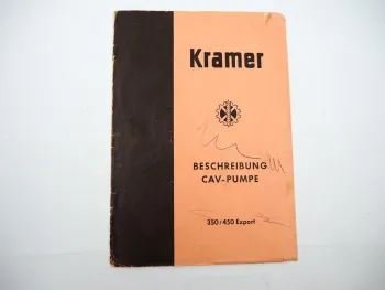 CAV Pumpe f. Motor OE138 im Kramer 350 450 Export Schlepper Betriebsanleitung