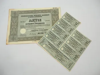 Chemische Werke Albert Mainz Amöneburg 1000RM Aktie 0025 Gewinnanteilschein 1941