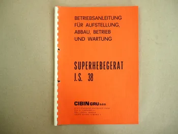 Cibingru JS 38 Turmdrehkran Betriebsanleitung Wartung ca. 1988