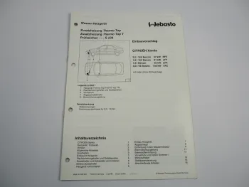 Citroen Xantia Benziner Einbauanleitung Webasto Thermo Top T-B Heizung 1998