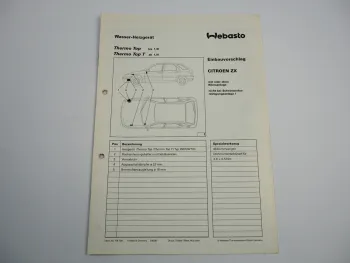 Citroen ZX Einbauanleitung Webasto Thermo Top T Typ BW DW50 Heizung 1993