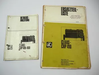 Claas CHP410 Hochdruck Presse Pickup Betriebsanleitung Ersatzteilliste 1971/73