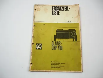 Claas CHP410 Hochdruck Presse Pickup Ersatzteilliste Ersatzteilkatalog 1971