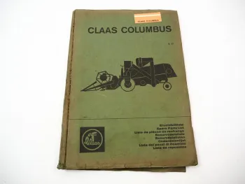 Claas Columbus Mähdrescher Ersatzteilliste Ersatzteilkataolg 8/1967